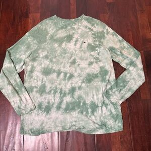 Crown & Ivy Long Sleeve Shirt Men’s Size Large Green And White Tie Dye Cotton